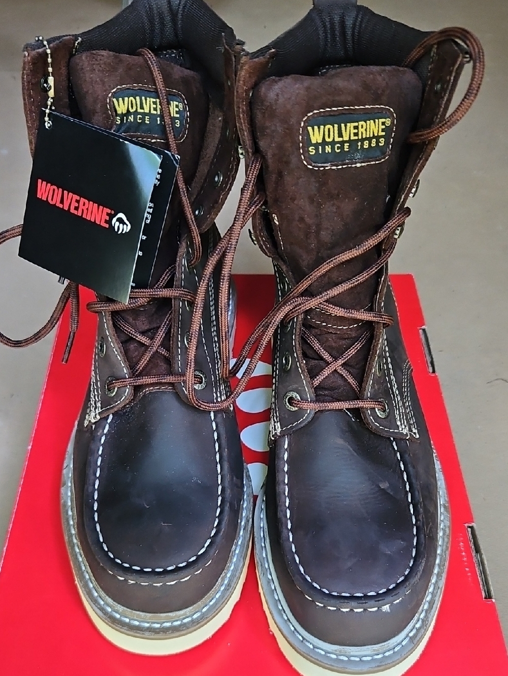 Wolverine Men's Brown Lace-Up Moc Toe Work Boots
